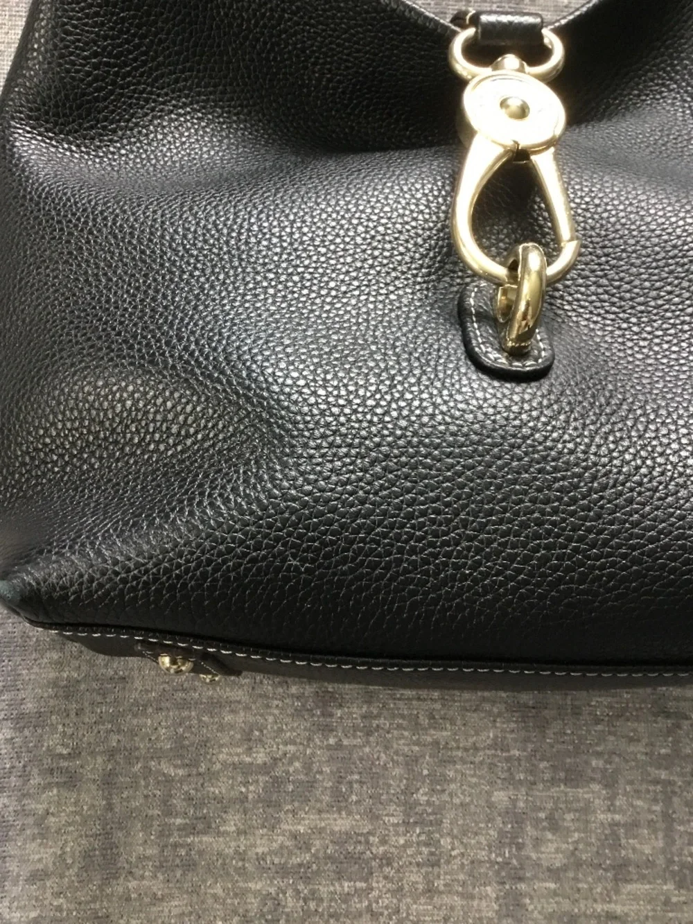 Dooney & Bourke Pebble Grain Logo Lock Slouch Hobo Bag-Black Leather w/Dust Bag